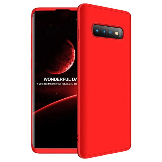 Microsonic Samsung Galaxy S10 Kılıf Double Dip 360 Protective Kırmızı