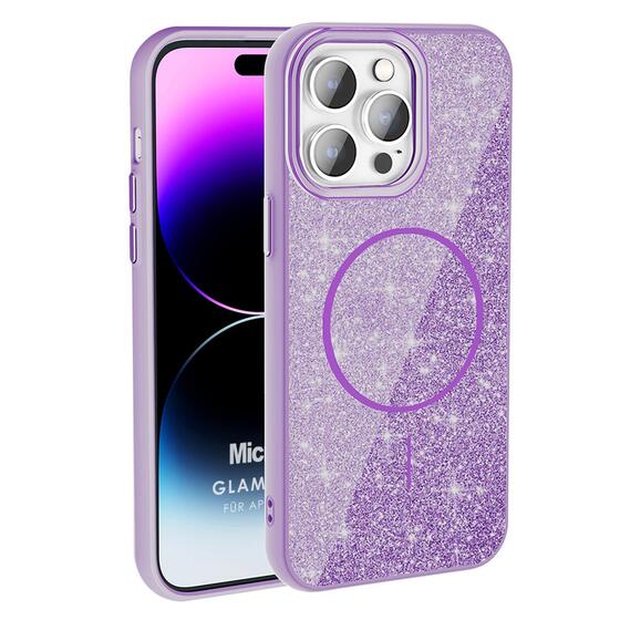 Microsonic Apple iPhone 14 Pro Max Kılıf GlamGrip Luxe Lila