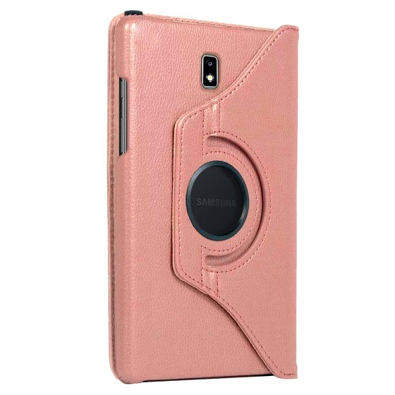 Microsonic  Samsung Galaxy Tab Active2 T390 Kılıf 360 Rotating Stand Deri Rose Gold