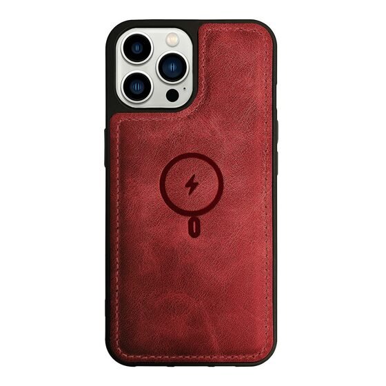 Microsonic Apple iPhone 12 Pro Kılıf MagSafe Genuine Leather Kırmızı