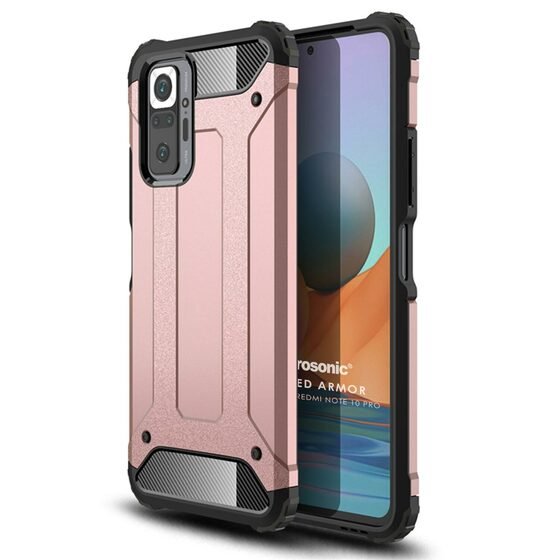 Microsonic Xiaomi Redmi Note 10 Pro Kılıf Rugged Armor Rose Gold