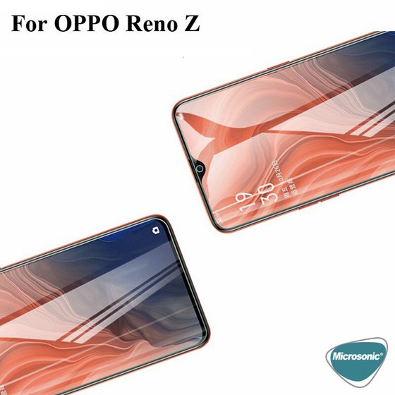 Microsonic Oppo Reno Z Tam Kaplayan Temperli Cam Ekran Koruyucu Siyah