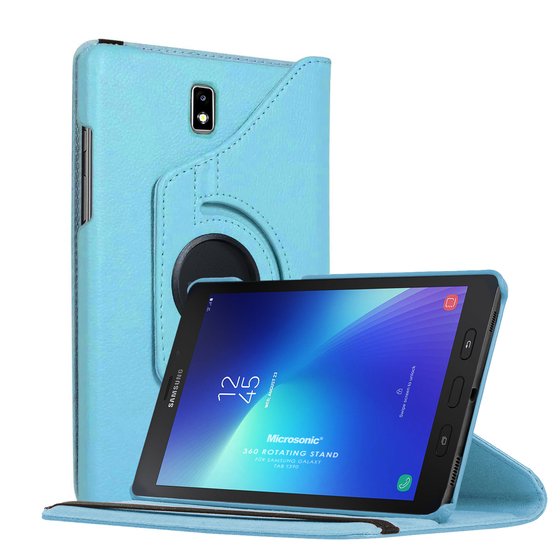 Microsonic  Samsung Galaxy Tab Active2 T390 Kılıf 360 Rotating Stand Deri Mavi