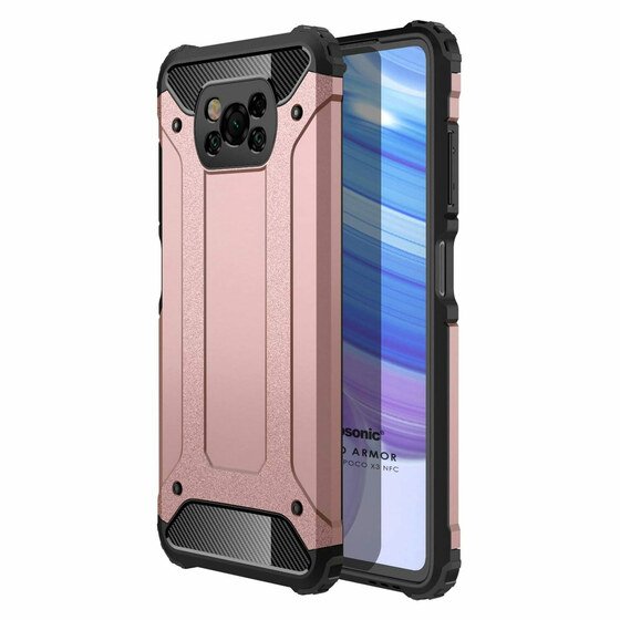 Microsonic Xiaomi Poco X3 Pro Kılıf Rugged Armor Rose Gold