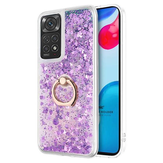 Microsonic Xiaomi Redmi Note 11S Kılıf Glitter Liquid Holder Mor