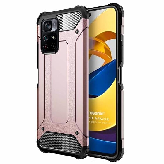 Microsonic Xiaomi Redmi Note 11T Kılıf Rugged Armor Rose Gold