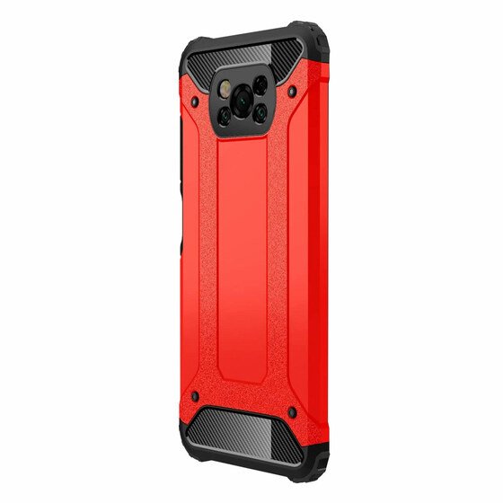 Microsonic Xiaomi Poco X3 Pro Kılıf Rugged Armor Kırmızı