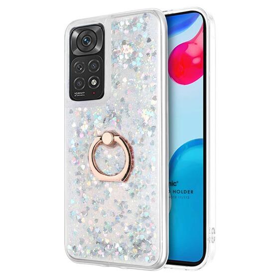 Microsonic Xiaomi Redmi Note 11S Kılıf Glitter Liquid Holder Gümüş