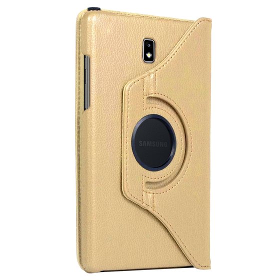 Microsonic  Samsung Galaxy Tab Active2 T390 Kılıf 360 Rotating Stand Deri Gold