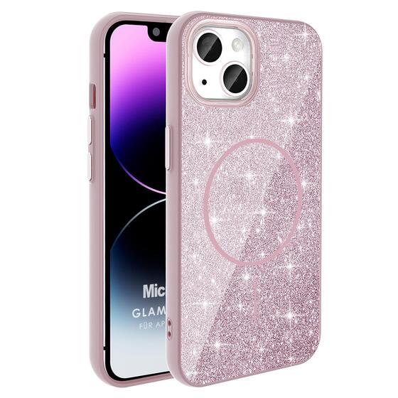 Microsonic Apple iPhone 13 Kılıf GlamGrip Luxe Pembe