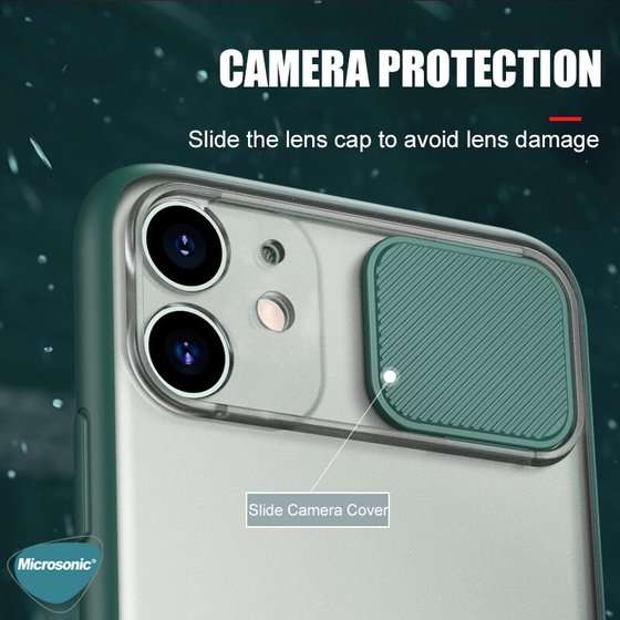 Microsonic Apple iPhone 12 Kılıf Slide Camera Lens Protection Turkuaz