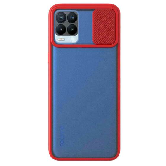 Microsonic Realme 8 Pro Kılıf Slide Camera Lens Protection Kırmızı