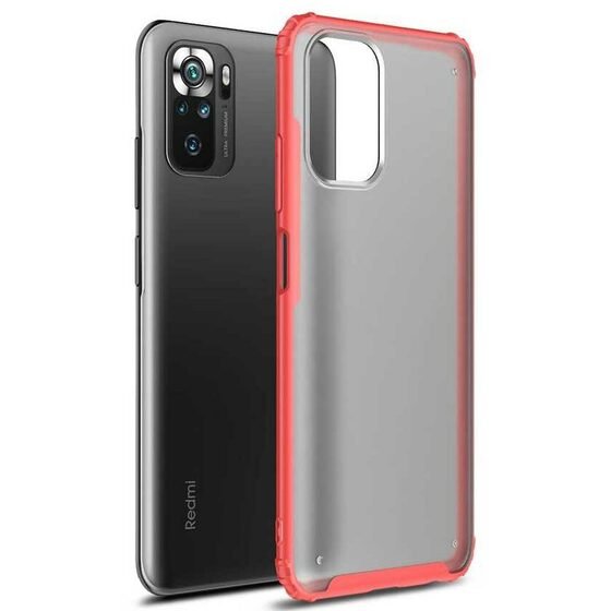 Microsonic Xiaomi Redmi Note 10 Kılıf Frosted Frame Kırmızı