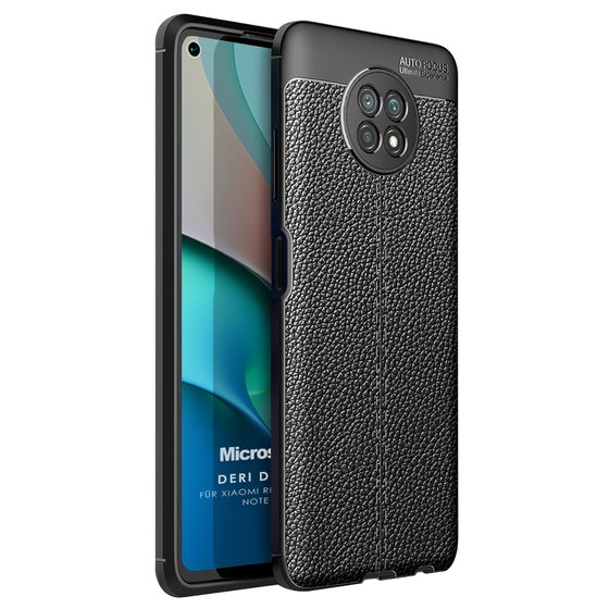 Microsonic Xiaomi Redmi Note 9 5G Kılıf Deri Dokulu Silikon Siyah