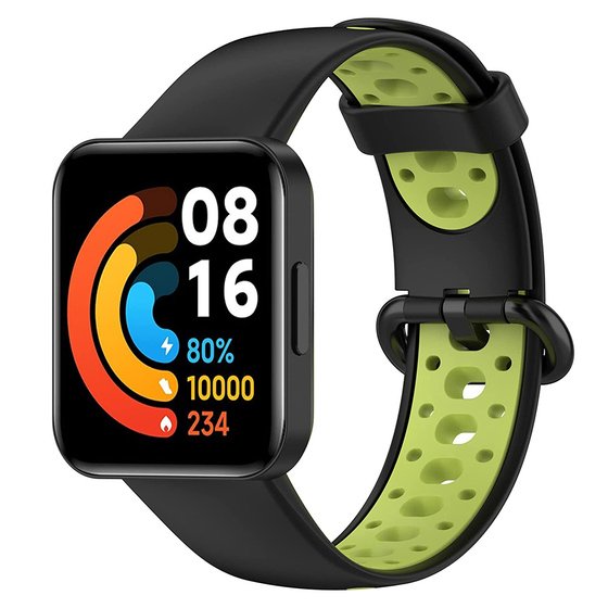 Microsonic Xiaomi Poco Watch Rainbow Band Kordon Siyah Yeşil