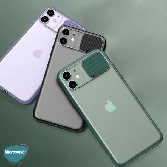 Microsonic Apple iPhone 12 Kılıf Slide Camera Lens Protection Sarı