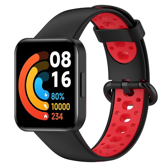 Microsonic Xiaomi Poco Watch Rainbow Band Kordon Siyah Kırmızı