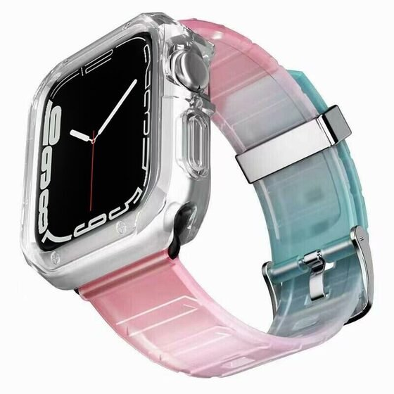 Microsonic Apple Watch SE 40mm Kordon Fullbody Quadra Resist Pembe Mavi