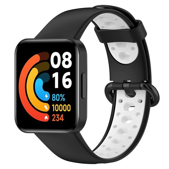 Microsonic Xiaomi Poco Watch Rainbow Band Kordon Siyah Beyaz