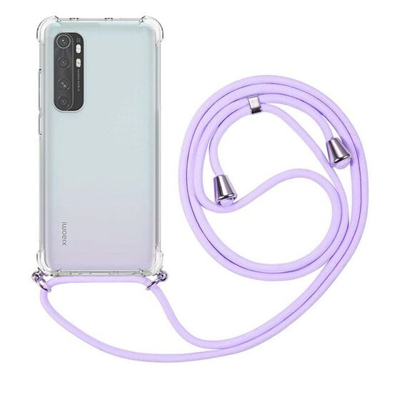 Microsonic Xiaomi Mi Note 10 Lite Kılıf Neck Lanyard Lila