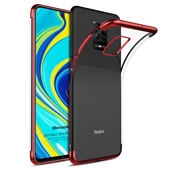 Microsonic Xiaomi Redmi Note 9 Pro Max Kılıf Skyfall Transparent Clear Kırmızı