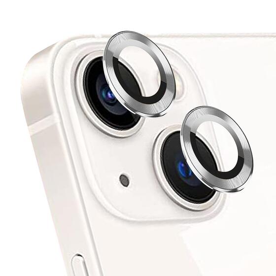 Microsonic Apple iPhone 14 Plus Tekli Kamera Lens Koruma Camı Gümüş