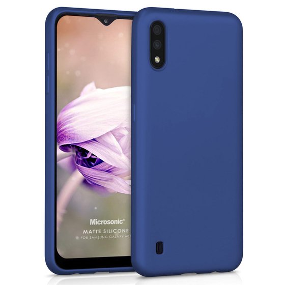 Microsonic Matte Silicone Samsung Galaxy A01 Kılıf Lacivert