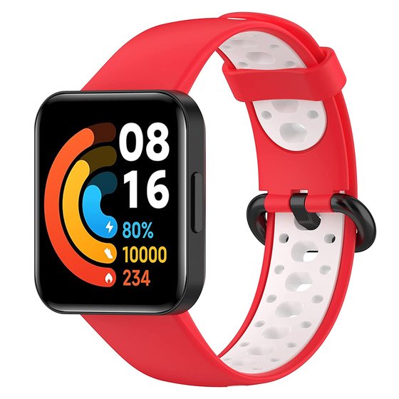 Microsonic Xiaomi Poco Watch Rainbow Band Kordon Kırmızı Beyaz