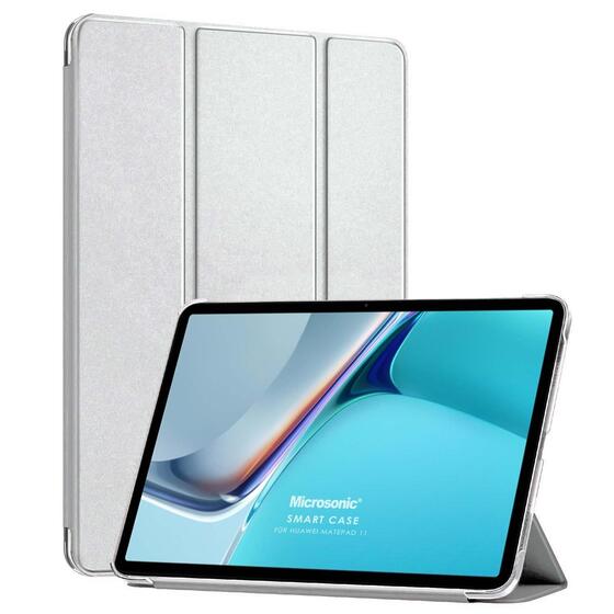 Microsonic Honor Pad 8 Kılıf Slim Translucent Back Smart Cover Gümüş