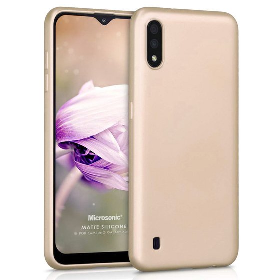 Microsonic Matte Silicone Samsung Galaxy A01 Kılıf Gold