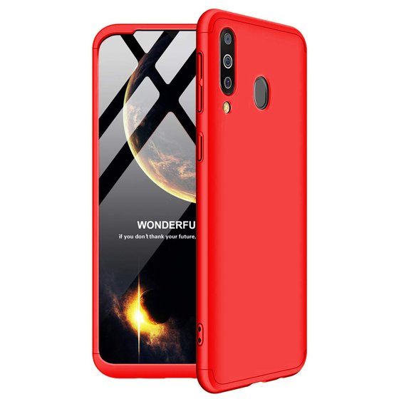 Microsonic Samsung Galaxy M30 Kılıf Double Dip 360 Protective Kırmızı