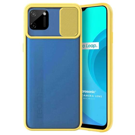 Microsonic Realme C11 Kılıf Slide Camera Lens Protection Sarı