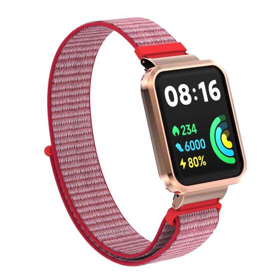 Microsonic Xiaomi Poco Watch Hasırlı Kordon Woven Sport Loop Pembe