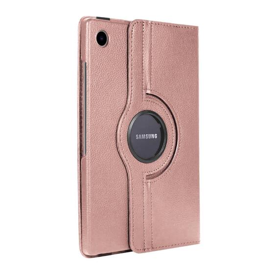 Microsonic Samsung Galaxy Tab A8 X200 Kılıf 360 Rotating Stand Deri Rose Gold