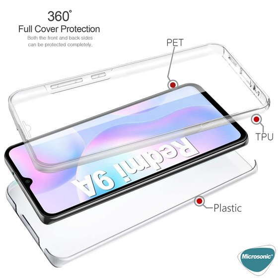 Microsonic Xiaomi Redmi 9A Kılıf 6 Tarafı Tam Full Koruma 360 Clear Soft Şeffaf