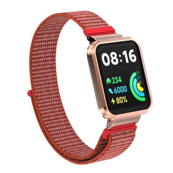 Microsonic Xiaomi Poco Watch Hasırlı Kordon Woven Sport Loop Kırmızı
