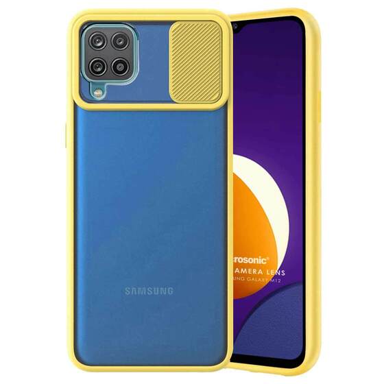 Microsonic Samsung Galaxy M12 Kılıf Slide Camera Lens Protection Sarı