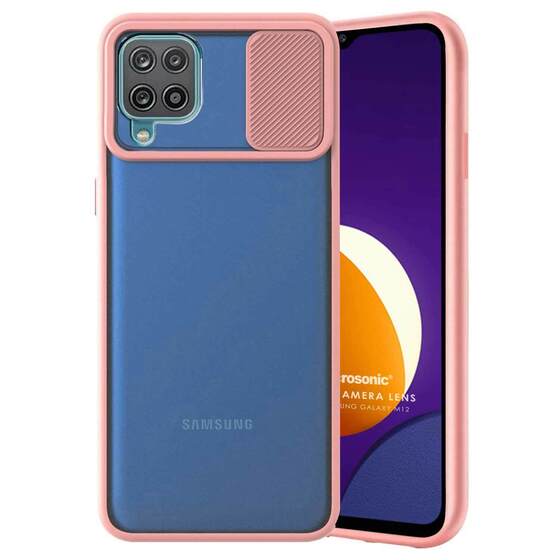 Microsonic Samsung Galaxy M12 Kılıf Slide Camera Lens Protection Pembe