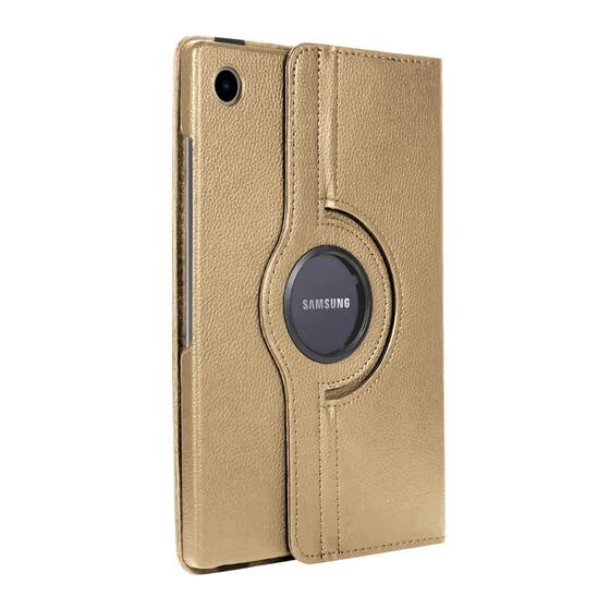 Microsonic Samsung Galaxy Tab A8 X200 Kılıf 360 Rotating Stand Deri Gold