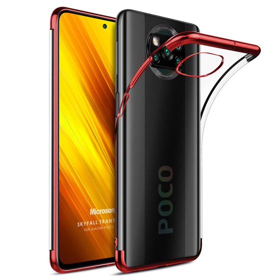 Microsonic Xiaomi Poco X3 Pro Kılıf Skyfall Transparent Clear Kırmızı