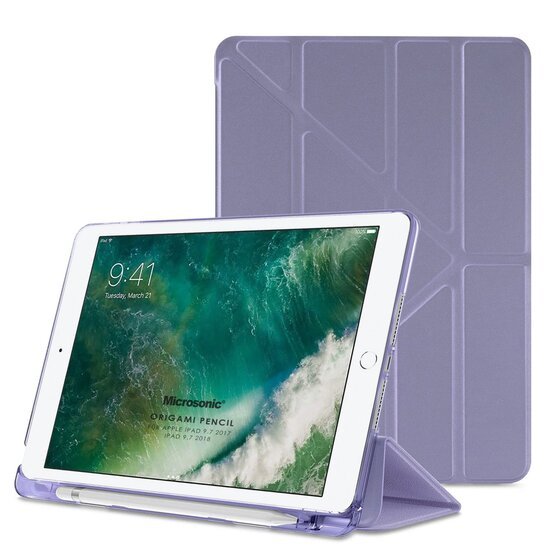 Microsonic Apple iPad 9.7 2017 Kılıf (A1822-A1823) Origami Pencil Lila