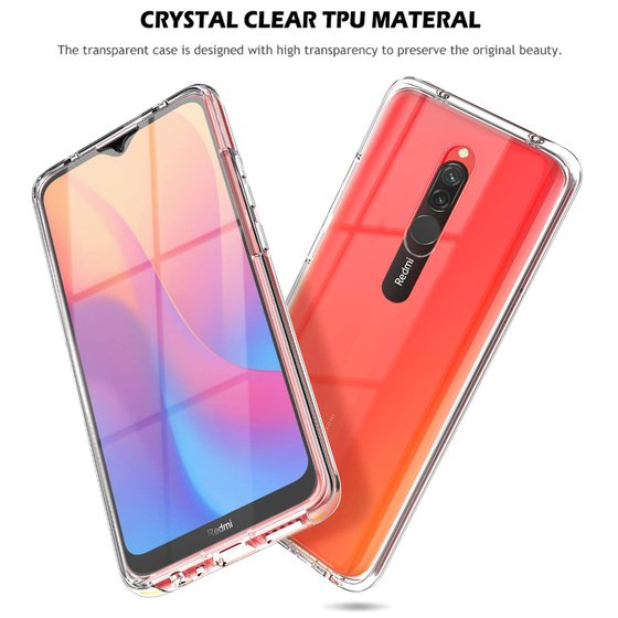 Microsonic Xiaomi Redmi 8 Kılıf 6 tarafı tam full koruma 360 Clear Soft Şeffaf