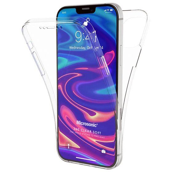 Microsonic Apple iPhone 12 Pro Max Kılıf 6 Tarafı Tam Full Koruma 360 Clear Soft Şeffaf