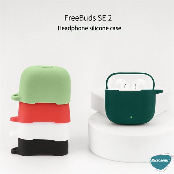 Microsonic Huawei FreeBuds SE 2 Kılıf Askılı Mat Silikon Kırmızı