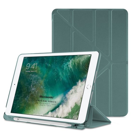 Microsonic Apple iPad 9.7 2017 Kılıf (A1822-A1823) Origami Pencil Koyu Yeşil