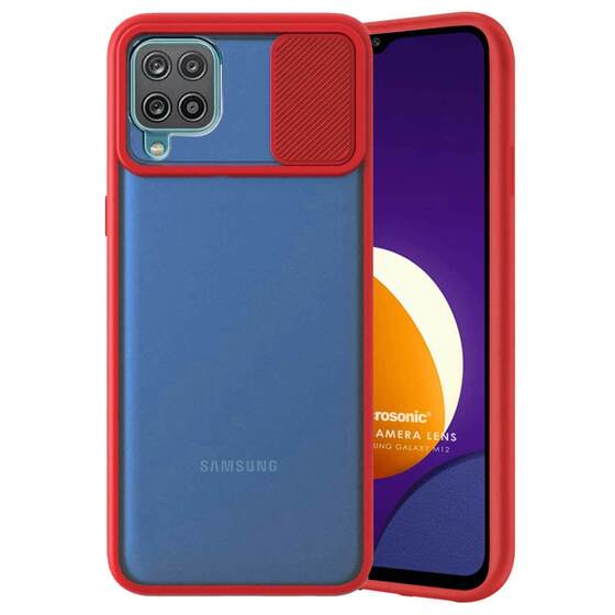 Microsonic Samsung Galaxy M12 Kılıf Slide Camera Lens Protection Kırmızı