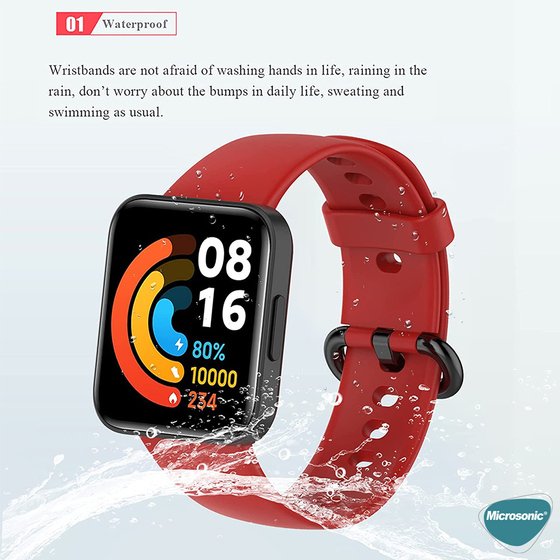 Microsonic Xiaomi Poco Watch Kordon, Silicone Sport Band Yeşil