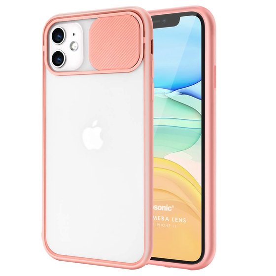 Microsonic Apple iPhone 11 Kılıf Slide Camera Lens Protection Pembe