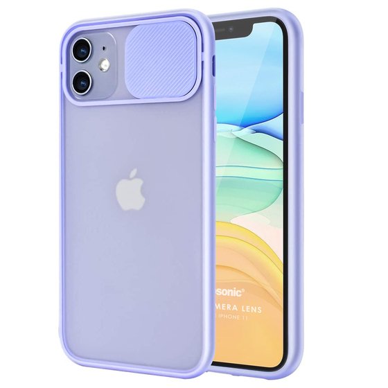 Microsonic Apple iPhone 11 Kılıf Slide Camera Lens Protection Lila