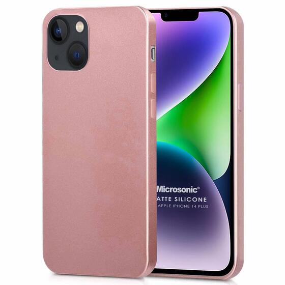 Microsonic Matte Silicone Apple iPhone 14 Plus Kılıf Rose Gold